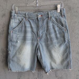Polo Ralph Lauren Denim Shorts Girls 18 Stripe Paint Splatter Cotton 8" Inseam